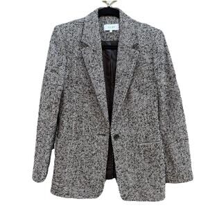 Reiss Italian Fabric Tweed Houndstooth-inspired Thick Wool Blazer, Women’s 6